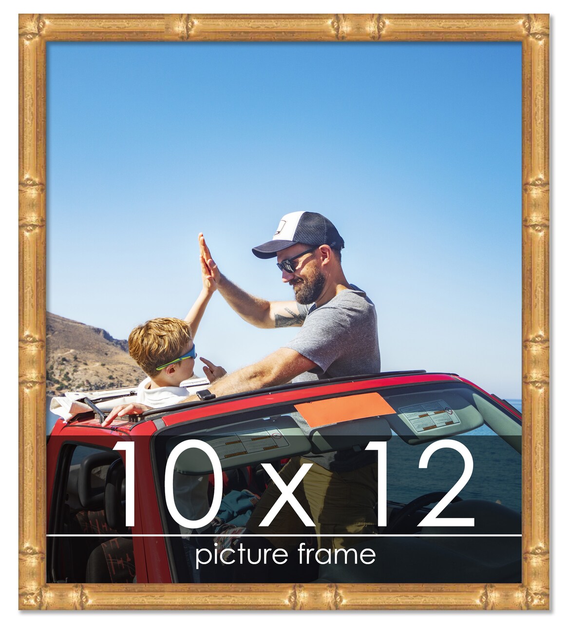 10x12 Thin Bamboo Picture Frame with UV-Resistant Acrylic & Acid Free Backing, Available in 2 Finishes - Gold and Brown